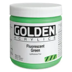 Golden Heavy Body Artist Acrylics - Fluorescent Green, 16 oz jar
