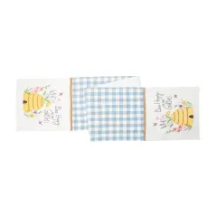 Bee Happy In Blue Embroidered Table Runner 13" x 72"