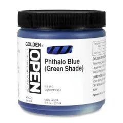 Golden Open Acrylics - Phthalo Blue (Green Shade), 8 oz Jar