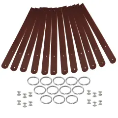 Blank Leather Keyrings 12 Pack &ndash; Pre-Cut Blanks with Hardware for Hot, Foil Stamping & Engraving Mahogany
