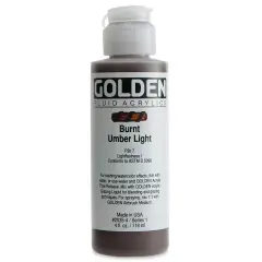 Golden Fluid Acrylics - Burnt Umber Light, 4 oz bottle