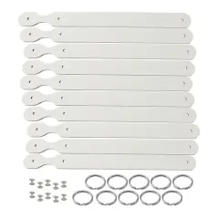 Blank Leather Keychains &ndash; 3/4" Full Grain DIY Kit (10 Pack)-Promotional-Fundraising-Personalized Gifts White