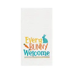 "Every Bunny Welcome" Easter Rabbit Spring Theme Kitchen Dishtowel