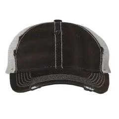 Valucap&reg; Bounty Dirty Washed Mesh Back Cap Black/ Silver