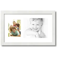 ArtToFrames Collage Photo Picture Frame with 1 - 5x7, 8x10 inch Openings, Framed in White with Over 62 Mat Color Options and Regular Glass (CSM-3966-166)