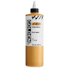 Golden High Flow Acrylics - Yellow Ochre, 16 oz bottle