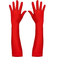 Red Satin Opera Gloves - Roaring 20's Fancy Flapper Elbow Gloves - 1 Pair