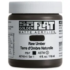 Golden SoFlat Matte Acrylic Paint - Raw Umber, 118 ml, Jar