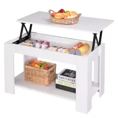 Modern Wood Coffee Table with Lift Tabletop White