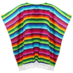 Mexican Serape Poncho Costume - Cinco De Mayo Mexican Fiesta Ponchos for Adults and Kids
