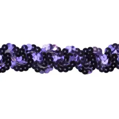 Belagio Sequin Trim, 1" Wide, Serpentine Design, 10-Yard Bolt, Purple