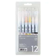 Kuretake Zig Clean Color Real Brush Pens - Gentle Colors, Set of 12