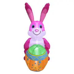 4' Air Blown Inflatable Pink Bunny Holding Easter Egg QM2014E0277-120