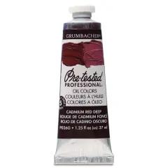 Grumbacher Pre-Tested Artists' Oil Color - Cadmium Red Deep, 1.25 oz tube