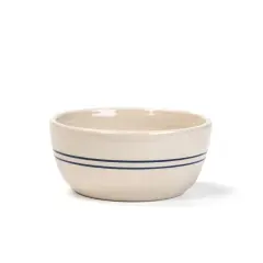 Martinez Pottery Salad Bowl Handmade Heritage Blue Stripe Stoneware