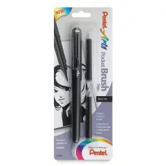 Pentel Pocket Brush Pen - Pen with 2 Refills, Black