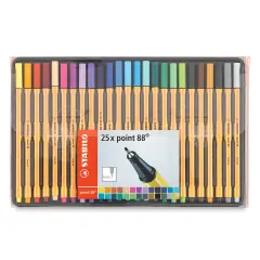 Stabilo Point 88 Fineliner Pen Set - Set of 25, Wallet, Assorted Colors