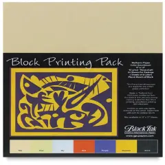 Black Ink Block Printing Pack - 9" x 12", Assorted, 24 Sheets