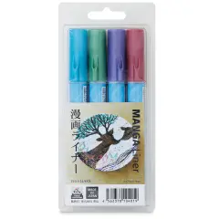 Aitoh Manga Liner Pens - Bright Metallic Colors, Set of 4