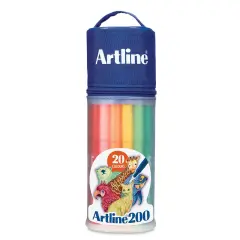 Artline 200 Writing Pen, Wallet set of 20 - 0.4 mm Tip, Assorted Colors, Wallet, Set of 20