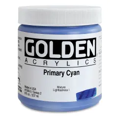 Golden Heavy Body Artist Acrylics - Primary Cyan, 8 oz Jar