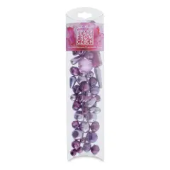 John Bead Czech Glass Bead Mix - Purple Velvet Pearls, 100g
