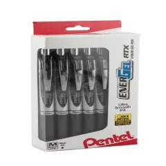 EnerGel RTX Retractable Liquid Gel Pen, (0.7mm) Metal Tip, Medium Line,0.7mm, Black Ink, 12-Pk Hanging Window Box