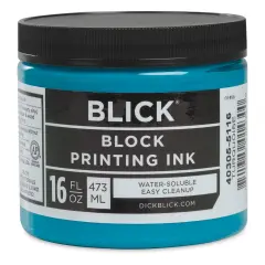 Blick Water-Soluble Block Printing Ink - Turquoise, 16 oz Jar