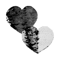 Small Black Heart Sequin Sublimation Patches - 2 Pack