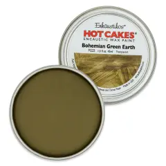 Enkaustikos Hot Cakes Encaustic Paint - Bohemian Green Earth, 45 ml tin