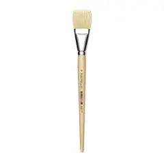 Utrecht Rhenish Pure Hog Bristle Brush - Flat, Size 18, Long Handle