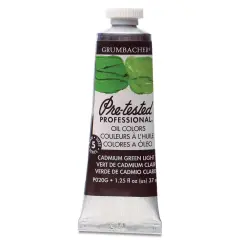 Grumbacher Pre-Tested Artists' Oil Color - Cadmium Green Light, 1.25 oz tube