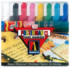 Zig Posterman Paint Marker Set - 2 mm, Assorted Colors, Medium Tip, Set of 8
