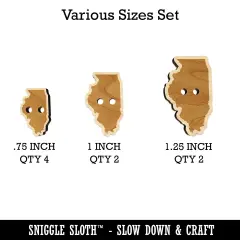 Illinois State Silhouette Wood Buttons for Sewing Knitting Crochet DIY Craft