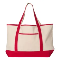 Large Canvas&reg; - Deluxe Tote 34.6L - Elevate Your Everyday Carry with Unmatched Elegance Natural/ red