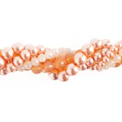 Crystal Lane DIY Pincushion Protea Twisted Glass & Pearls Beads, 5 Strands