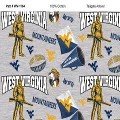 Sykel Enterprises-West Virginia University Cotton Fabric-West Virginia Mountaineers Mascot Heather Cotton Quilting Fabric