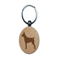 Rat Terrier Dog Solid Engraved Wood Round Keychain Tag Charm