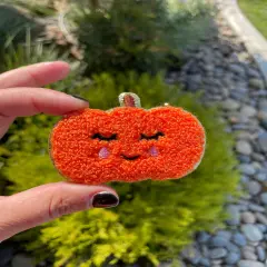 Orange Pumpkin Glitter Chenille Patch (self adhesive)