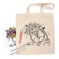 ROSATalent: Eco-Friendly Cotton Ecobag Coloring Kit &ndash; Flower Bicycle Design (220 GSM, 38x42 cm)