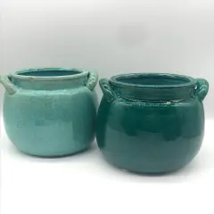Ceramic Jar Crock Planter - Medium WIND Water Blue