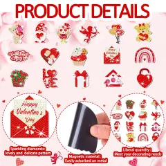 16 Pieces Valentine's Day Diamond Painting Magnets for Refrigerator Heart Love Gnome Diamond Art Magnets DIY Red Valentines Day Diamond Painting Kits Diamond Art for Adults Kids Crafts Gifts