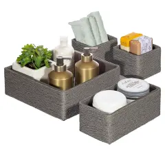 Sorbus Storage Baskets - Woven Paper Rope Material - Set of 4 Grey