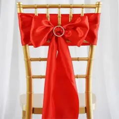 10Pcs Satin Chair Sashes for Wedding Reception Decor Red