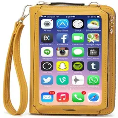 Kitcheniva Crossbody Cell Phone Purse Bag Shoulder Strap Touch Screen Yellow