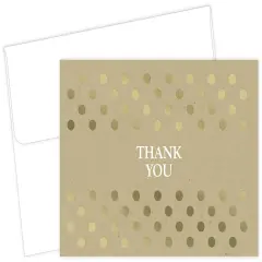 Great Papers! Thank You Note Card and White Envelope, Kraft with Gold Foil, 4.75" x 3.375"(folded), 50 count
