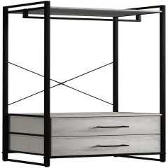 Sorbus Clothing Rack with Drawers - Clothes Stand Dresser - Wood Top, Steel Frame, & Fabric Drawers - Tall Closet Storage Organizer - Garment Rack for Hanging Shirts, Dresses, & Jackets Rustic beige