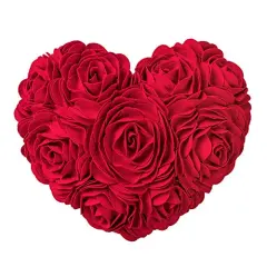 14x16 Inch Red 3D Flower Throw Pillow Cover Aesthetic Decorative Valentines Day Accent Pillow Case Heart Shaped Cushion Handmade Pillowcase for Girls Bed Bedroom Couch Gift