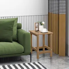 14 Inch Square Weather-Resistant Adirondack Side Table Brown