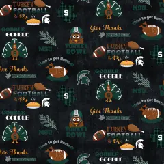 Sykel Enterprises-Michigan State University Cotton Fabric-Michigan State Spartans Turkey bowl Cotton Quilting Fabric
